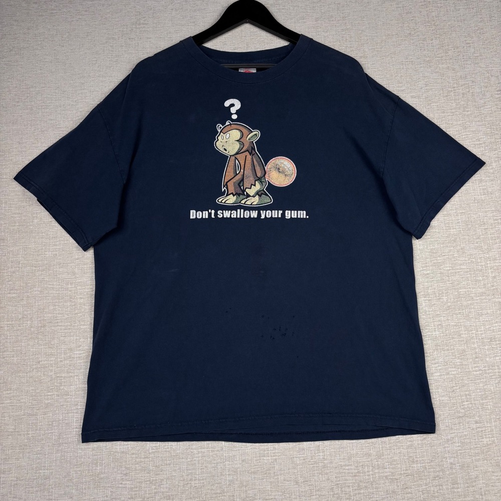 Tennessee River Mens Y2K XL Blue Monkey Dont Swallow Your Gum Graphic T-Shirt